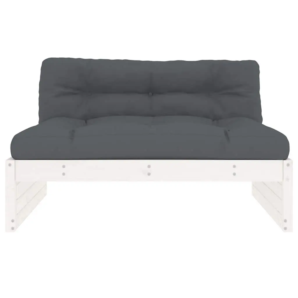 Middle Sofa Section Solid Pine Wood 120 x 80 cm White Garden Patio Seating Modular