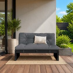 Outdoor Middle Sofa Black 120x80cm Modular Sectional Sofa Garden Patio Seating