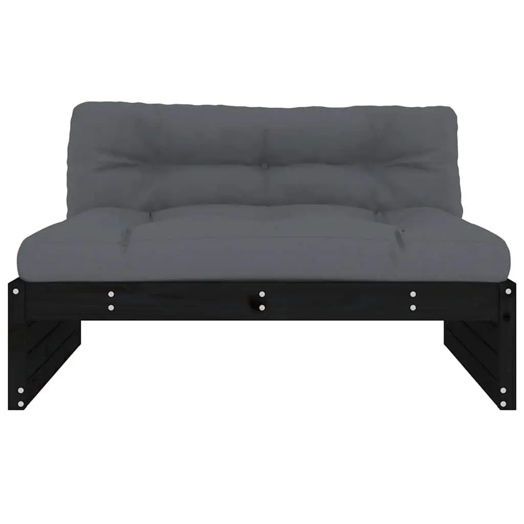 Modular Sectional Sofa Solid Pine Wood Black 120x80cm Outdoor Middle Sofa