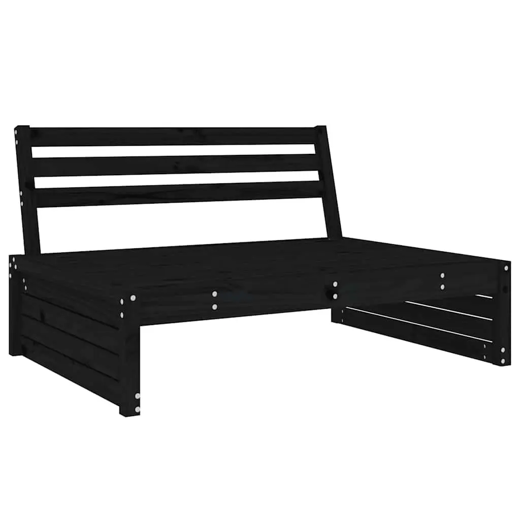 Modular Sectional Sofa Solid Pine Wood Black 120x80cm Outdoor Middle Sofa