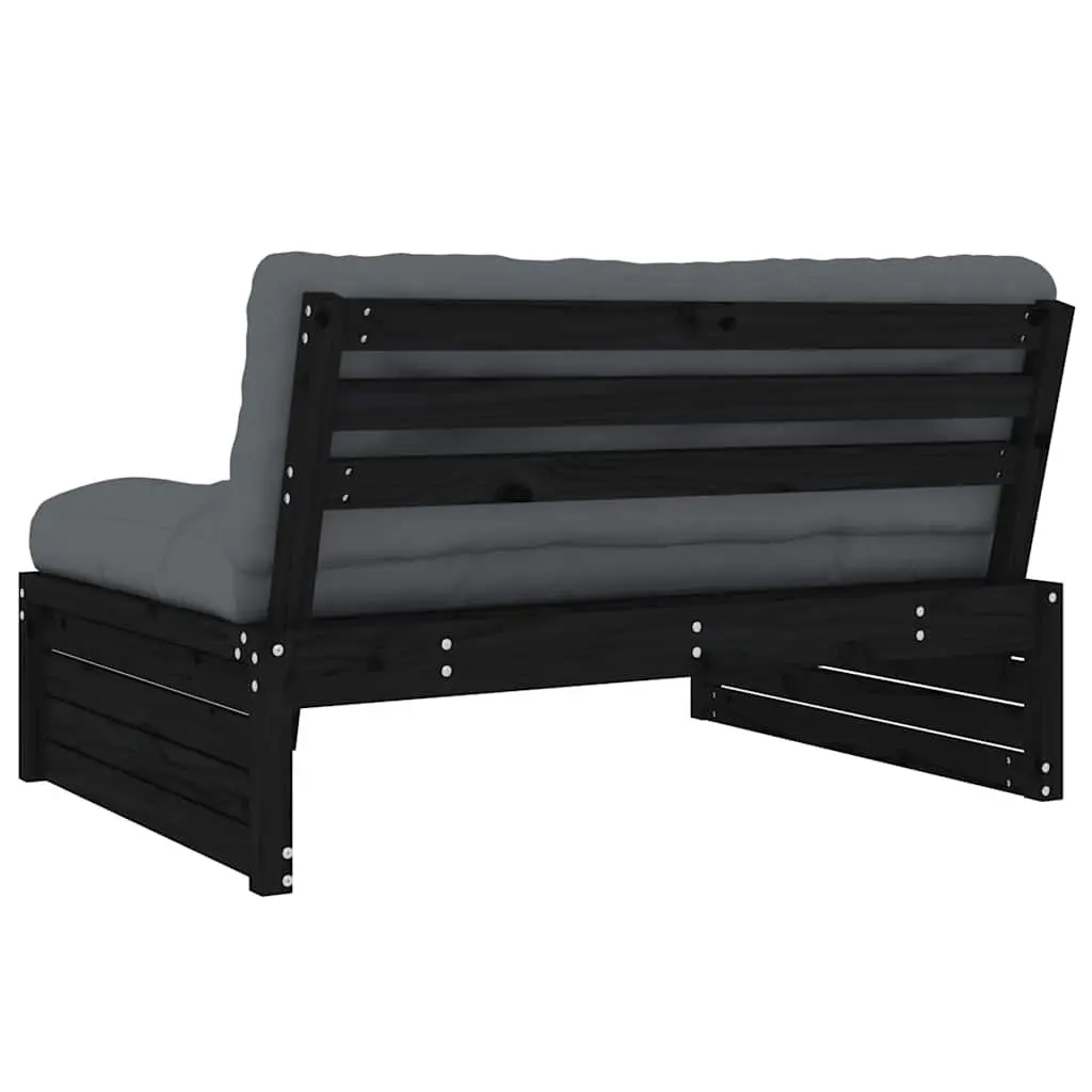 Modular Sectional Sofa Solid Pine Wood Black 120x80cm Outdoor Middle Sofa