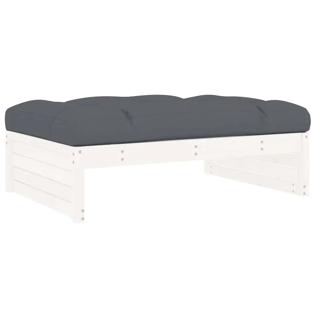 Garden Footstool Solid Pine Wood 120 x 80 cm White Outdoor Seating Ottoman