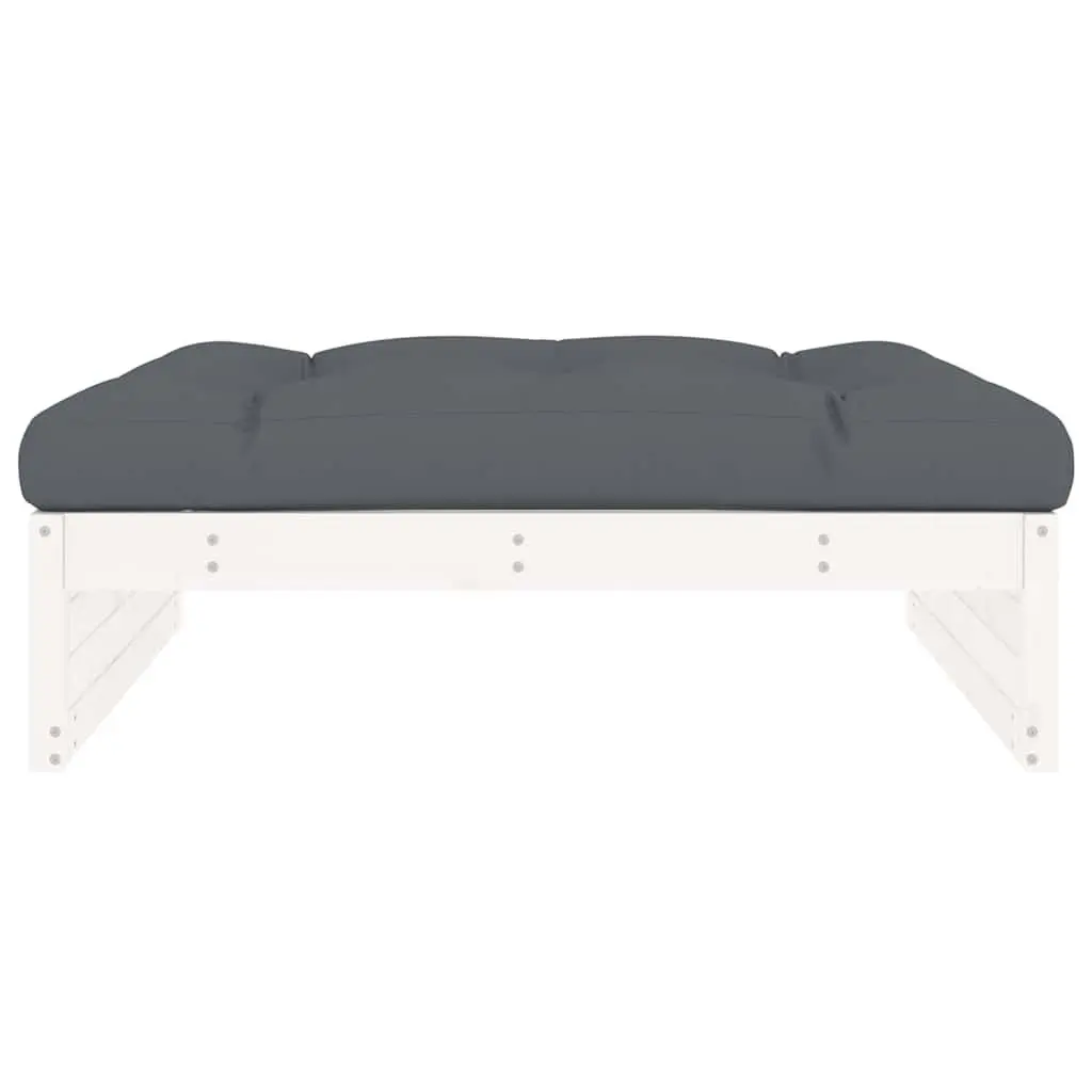Garden Footstool Solid Pine Wood 120 x 80 cm White Outdoor Seating Ottoman