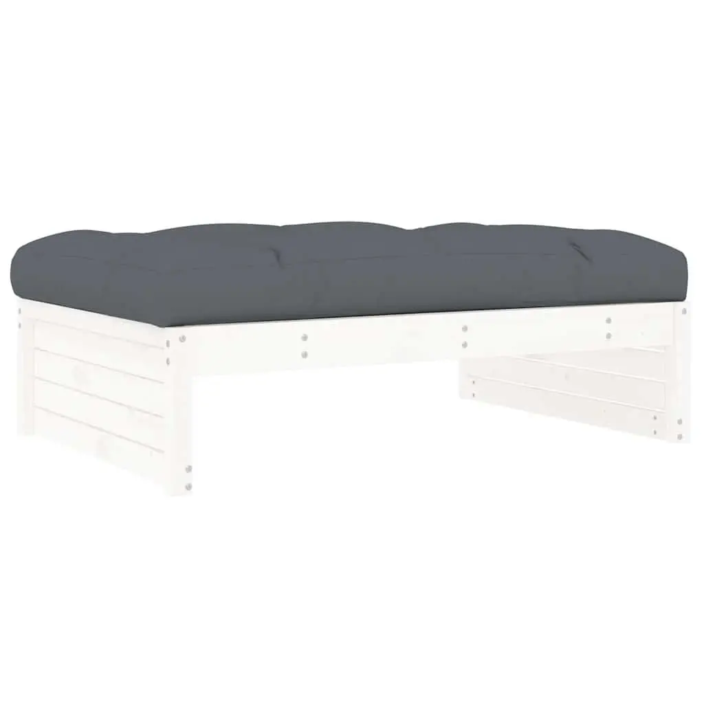 Garden Footstool Solid Pine Wood 120 x 80 cm White Outdoor Seating Ottoman