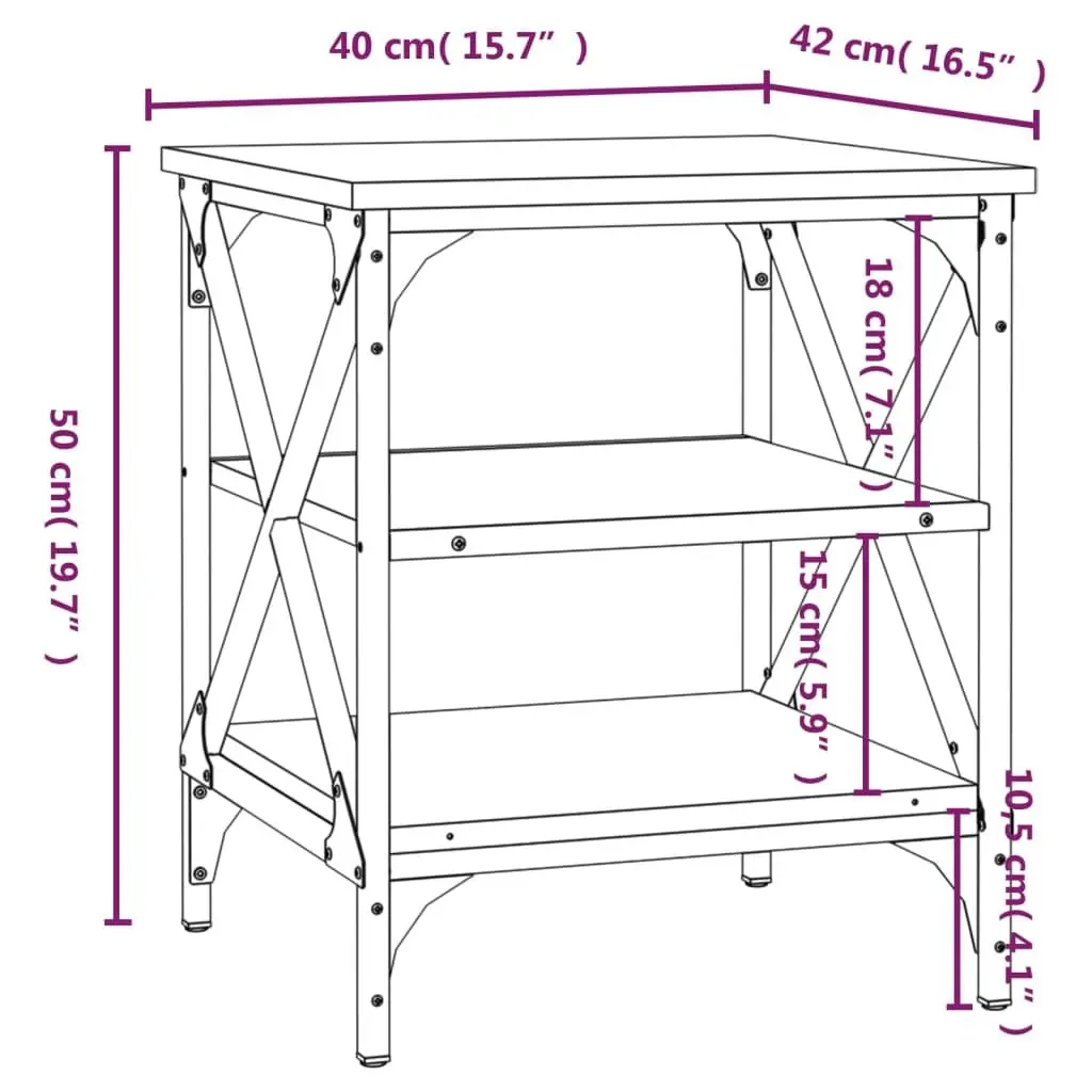 End Table Engineered Wood Brown 40x42x50cm