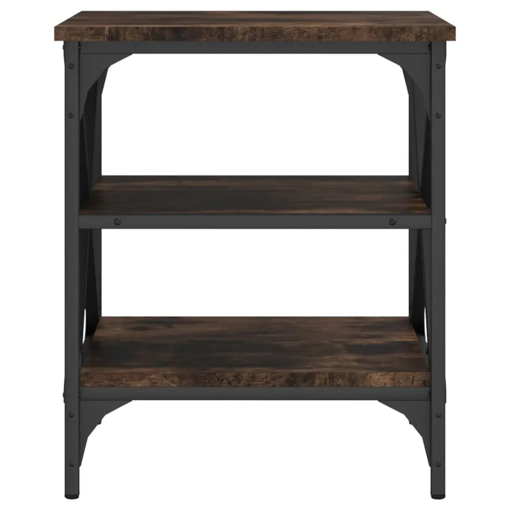 End Tables Engineered Wood Brown Industrial 2 Piece Storage Side Table
