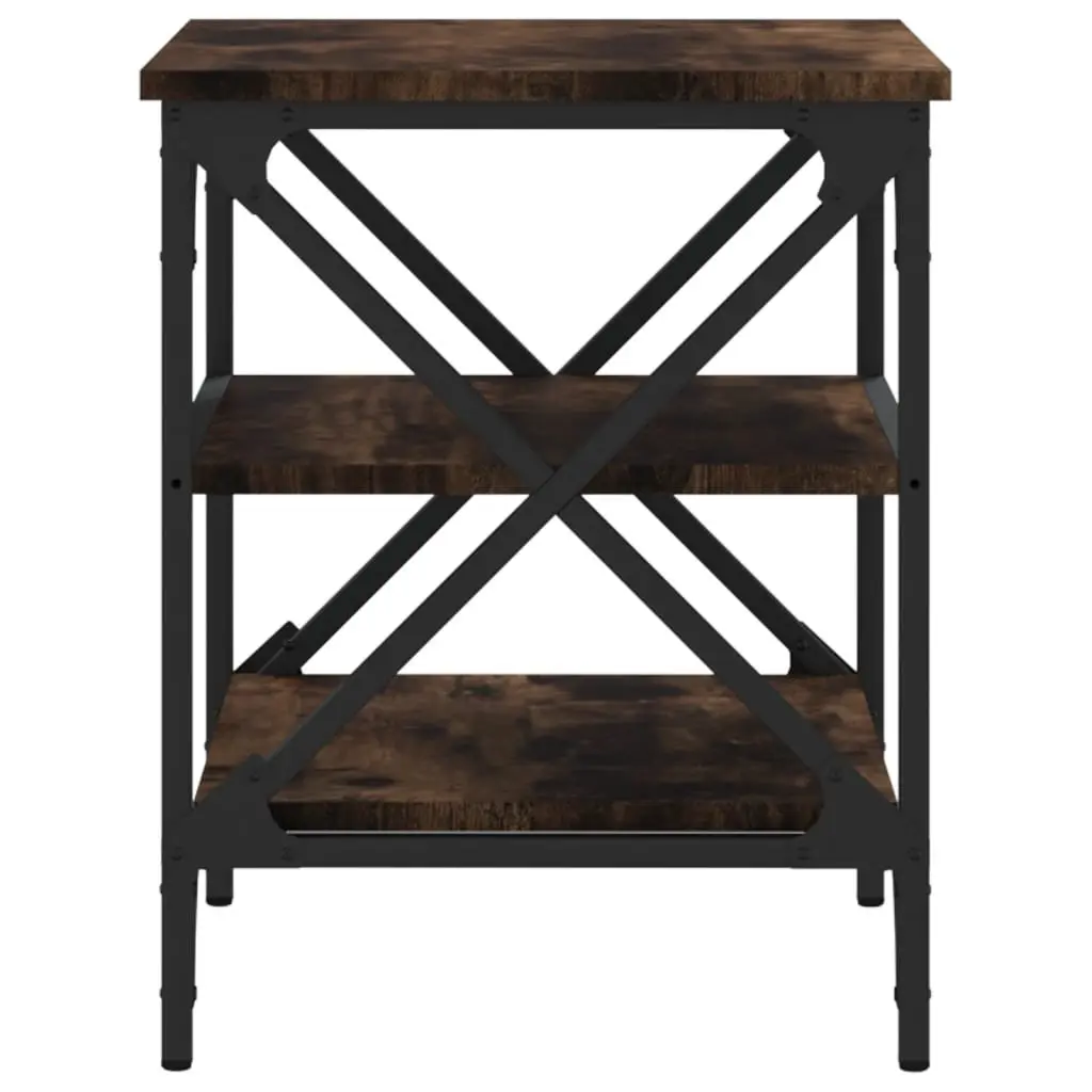 End Tables Engineered Wood Brown Industrial 2 Piece Storage Side Table