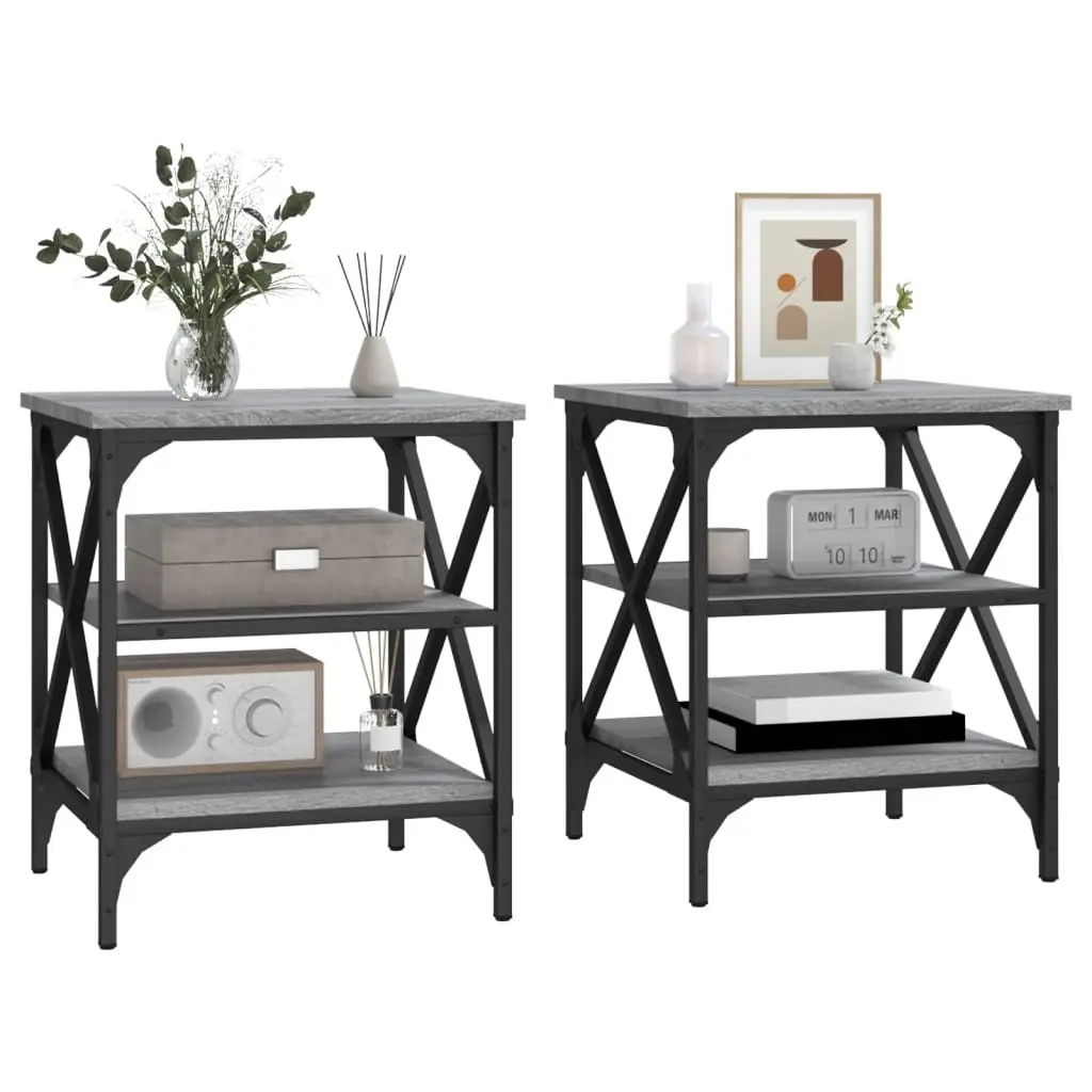 End Tables Engineered Wood 40 x 42 x 50 cm Grey 2 Piece