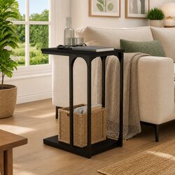 Practical C-Shape Black Accent Table for Any Room