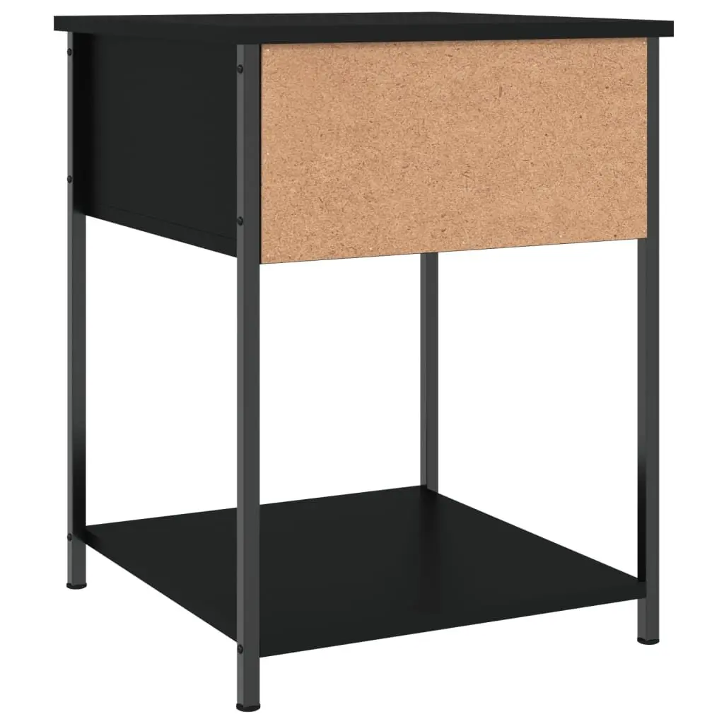 Black Nightstand Engineered Wood Metal Frame 44x45x58cm Bedroom Side Table Storage Cabinet