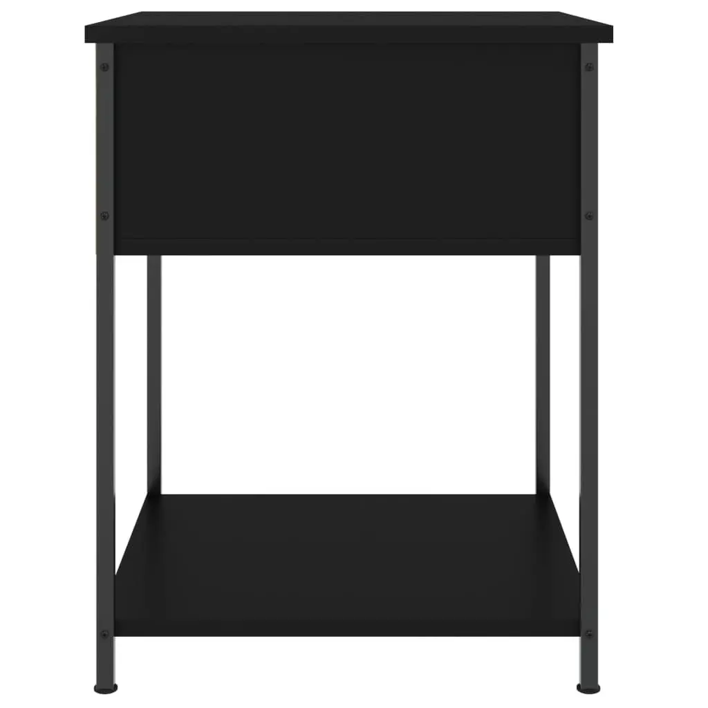 Black Nightstand Engineered Wood Metal Frame 44x45x58cm Bedroom Side Table Storage Cabinet