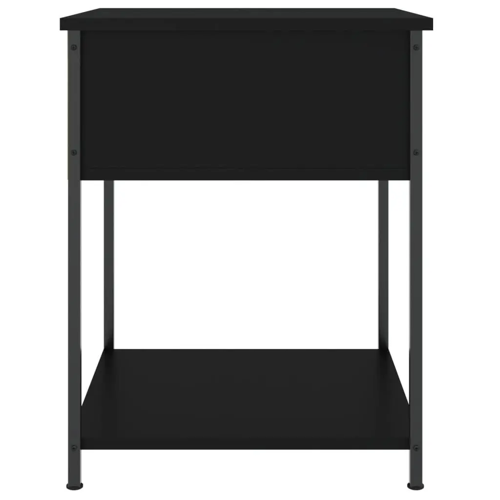Storage Cabinet Bedside Table Engineered Wood Metal Frame Black 44x45x58cm
