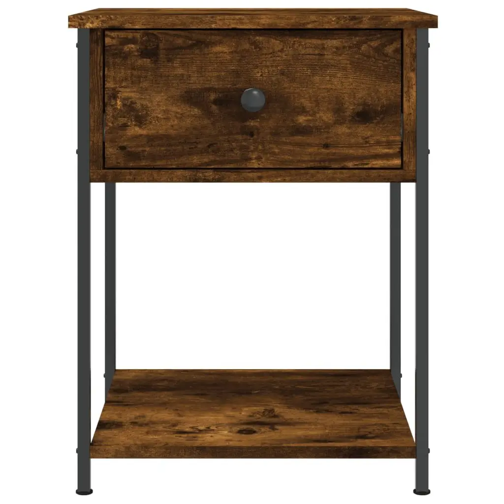 Bedside Table Engineered Wood Brown 2 Piece Storage Side Cabinet