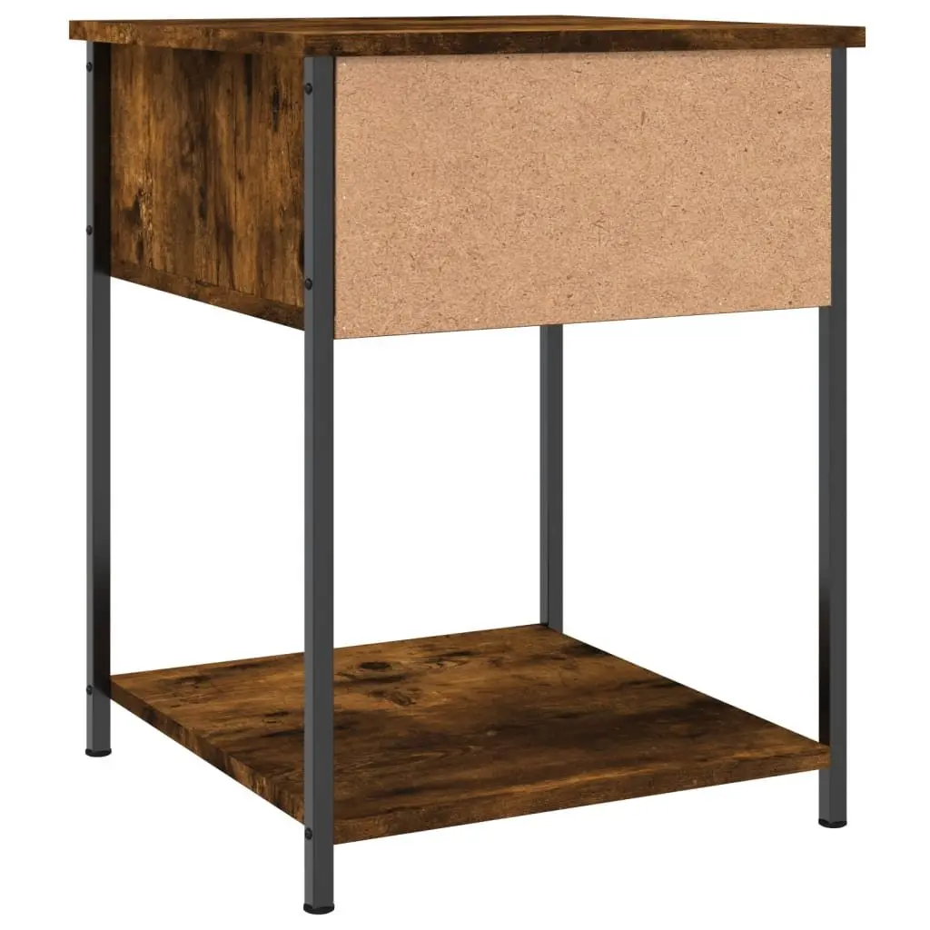 Bedside Table Engineered Wood Brown 2 Piece Storage Side Cabinet