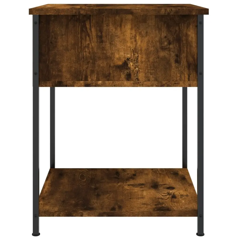 Bedside Table Engineered Wood Brown 2 Piece Storage Side Cabinet