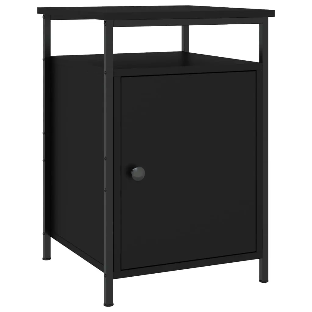 Bedside Cabinets Engineered Wood Iron Frame 40 x 42 x 60 cm Black 2 Piece