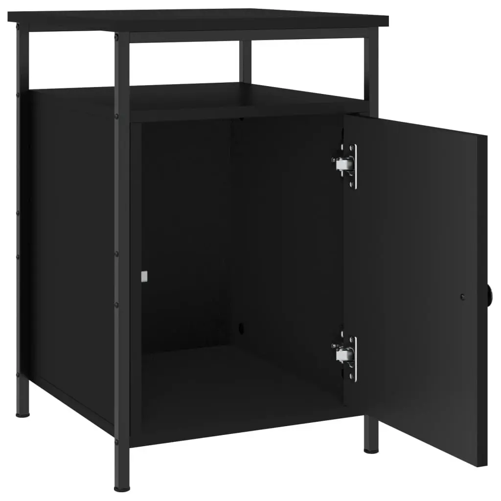 Bedside Cabinets Engineered Wood Iron Frame 40 x 42 x 60 cm Black 2 Piece