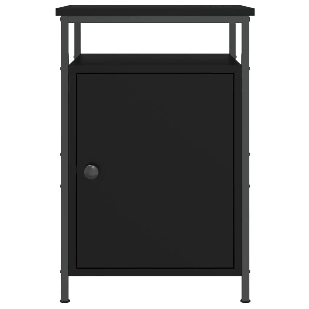 Bedside Cabinets Engineered Wood Iron Frame 40 x 42 x 60 cm Black 2 Piece