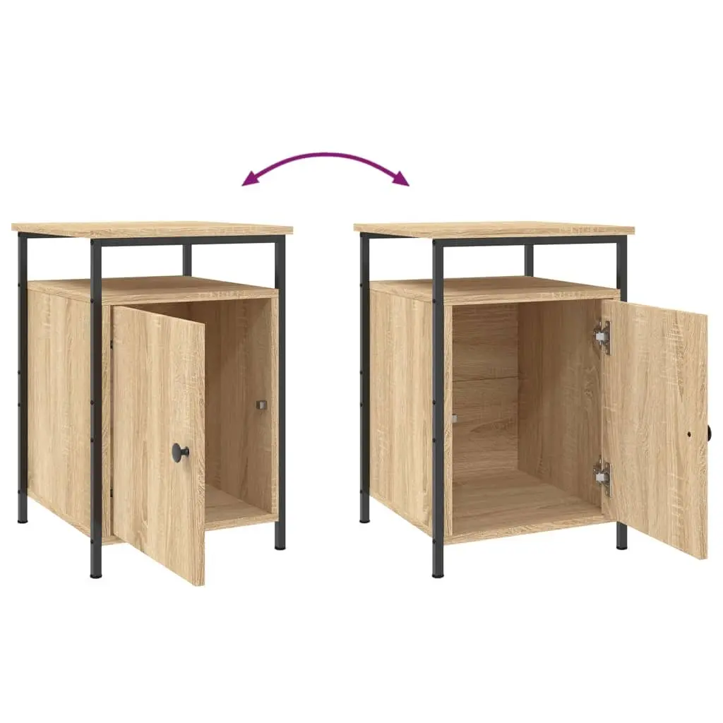 Engineered Wood Bedside Cabinet 40x42x60cm Brown Storage Nightstand with Display Surface 2 Pieces