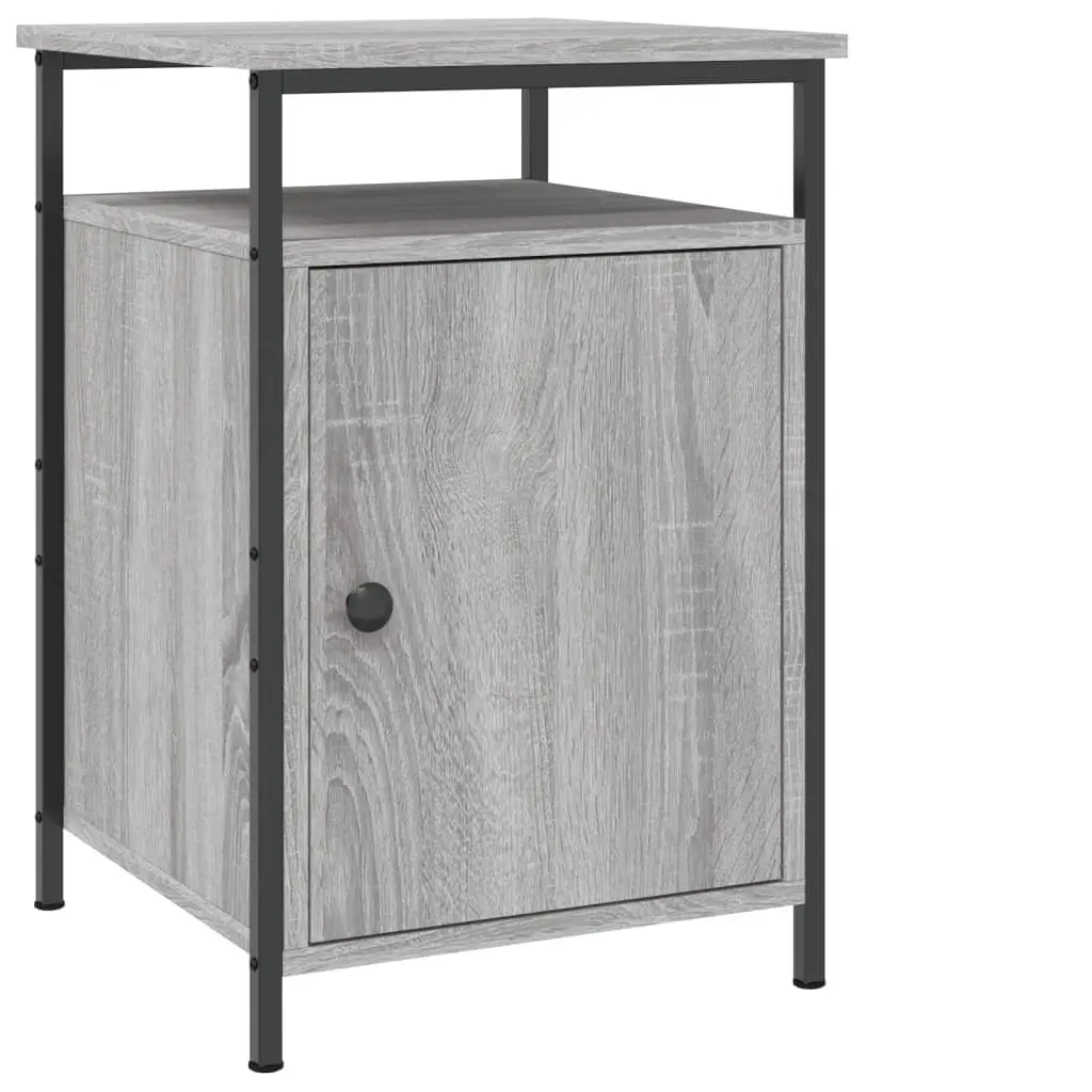 Grey Engineered Wood Bedside Cabinet 40x42x60 cm Compact Storage Table