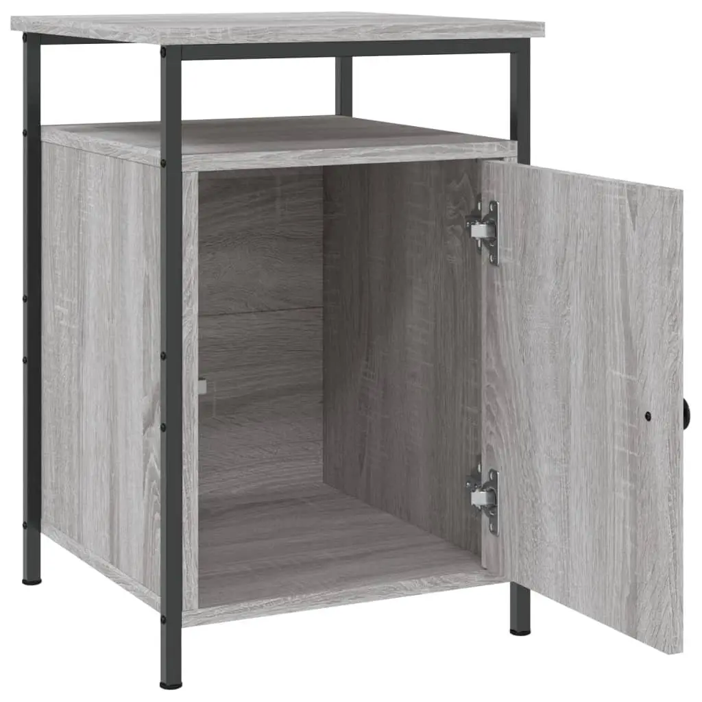 Grey Engineered Wood Bedside Cabinet 40x42x60 cm Compact Storage Table