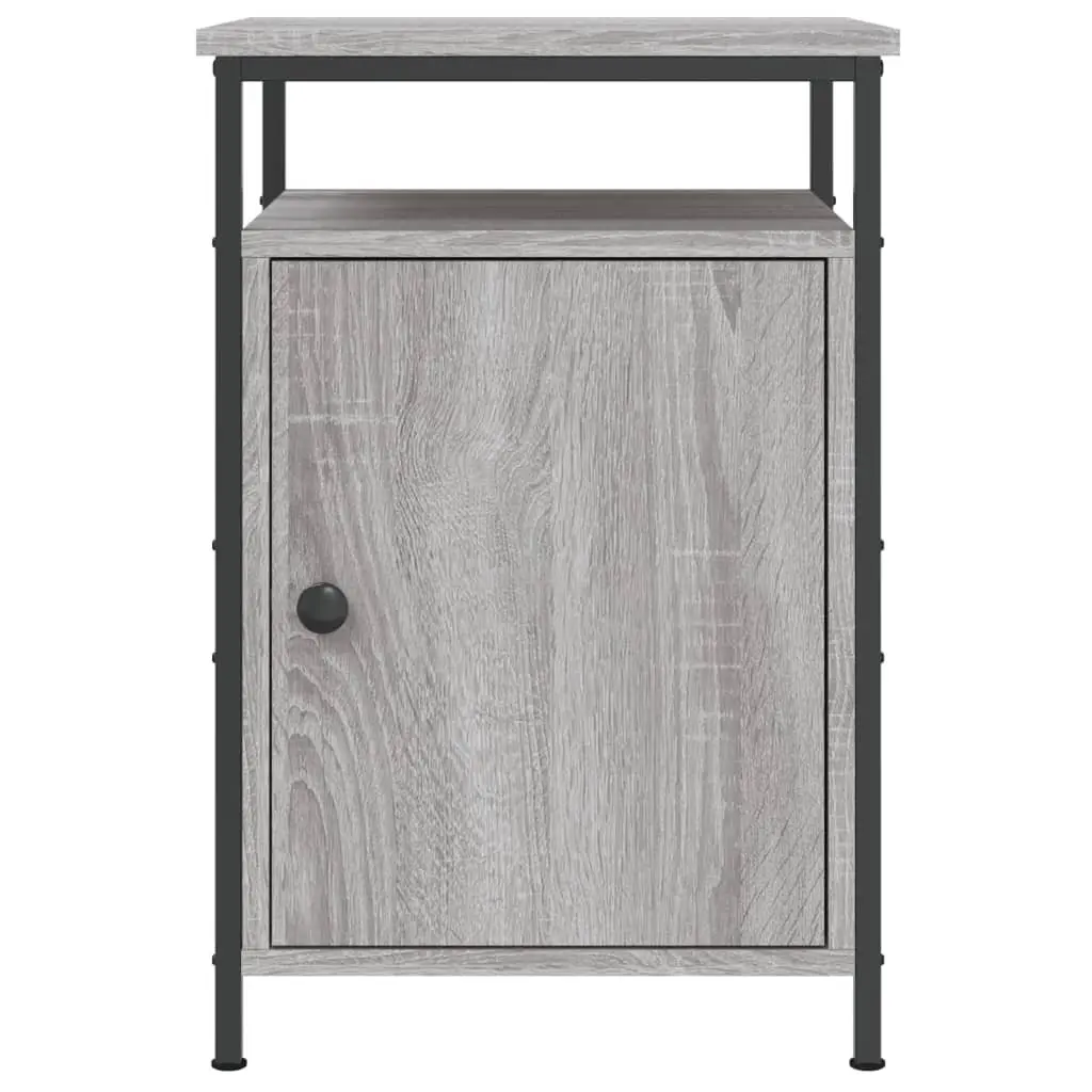 Grey Engineered Wood Bedside Cabinet 40x42x60 cm Compact Storage Table