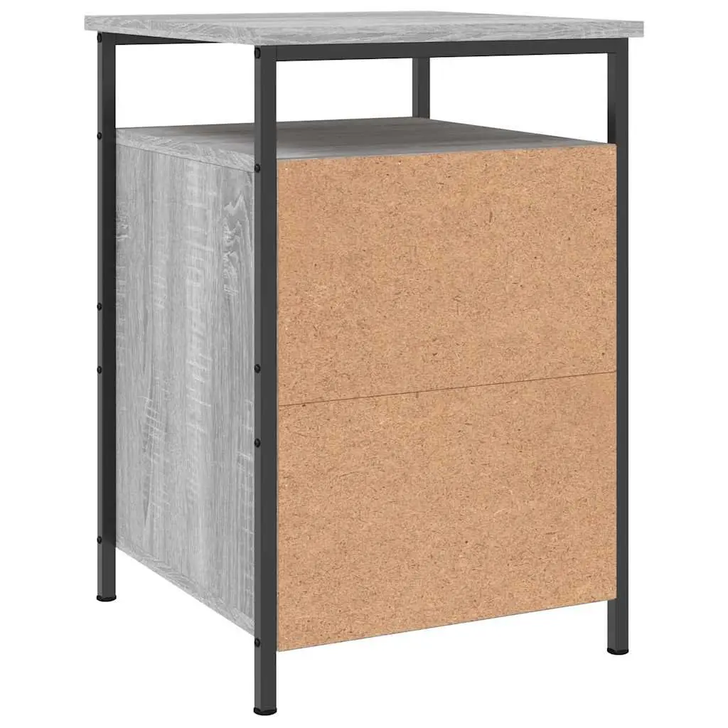Grey Engineered Wood Bedside Cabinet 40x42x60 cm Compact Storage Table