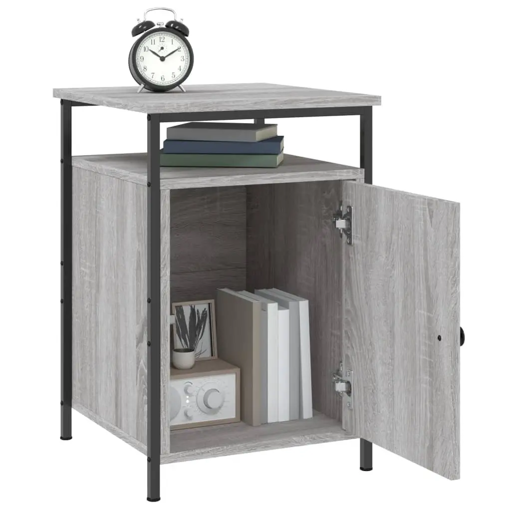 Bedside Cabinets 2 pcs Grey Sonoma Engineered Wood Storage Side Table Bedroom