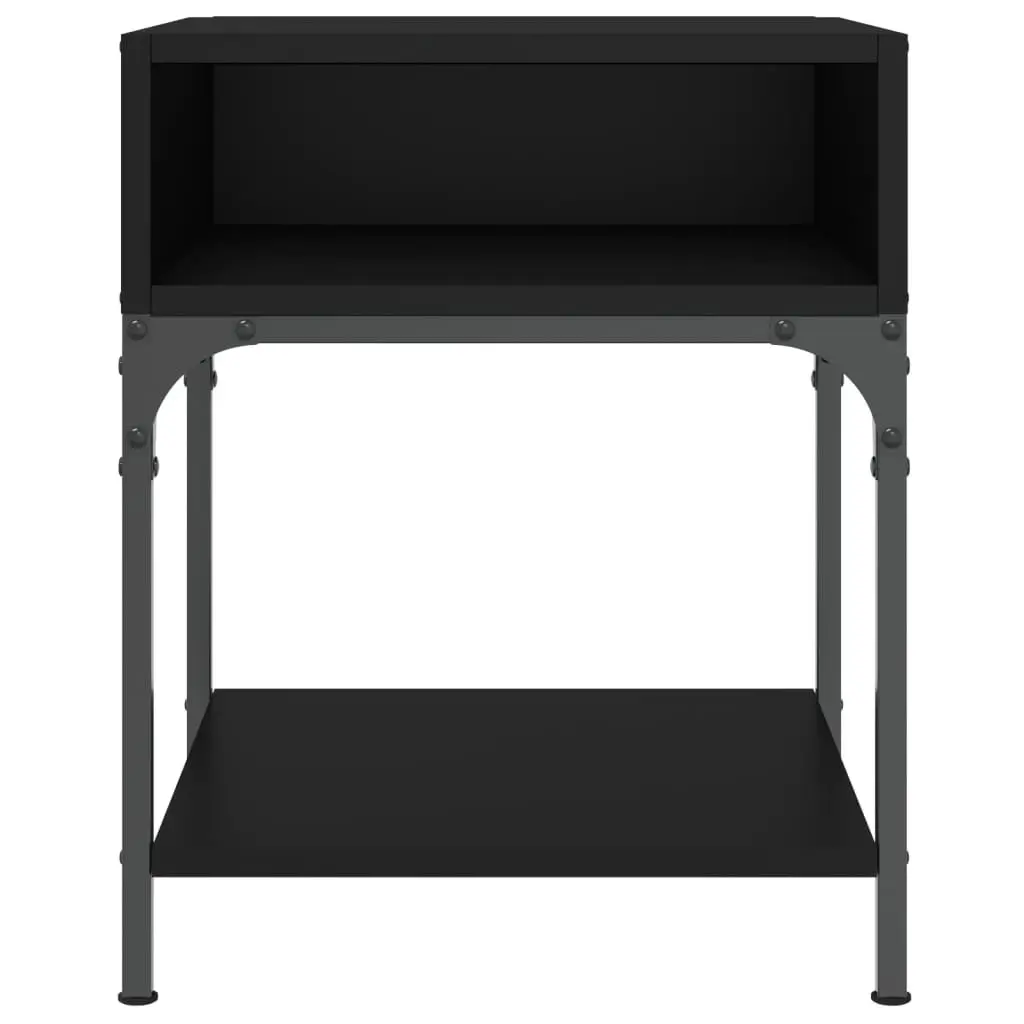 Bedside Tables Engineered Wood Iron Frame 40x41x50 cm Black 2 Piece Set