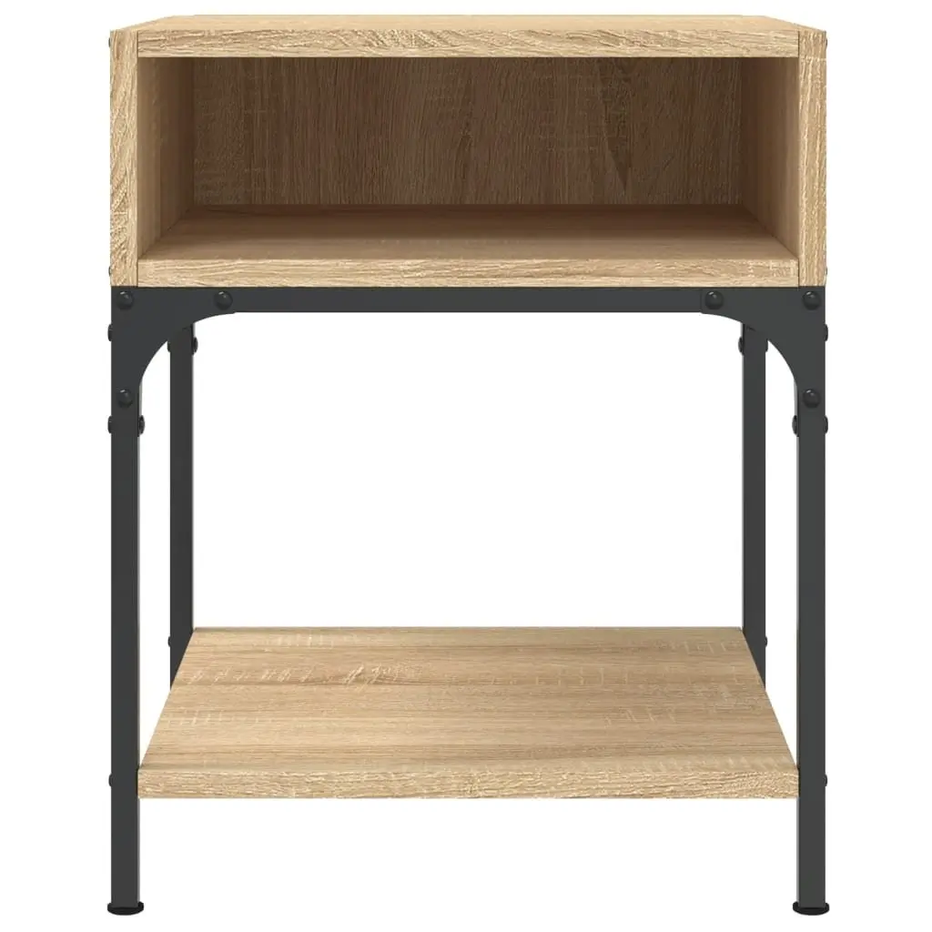 Bedside Table Engineered Wood Brown Nightstand Storage Cabinet