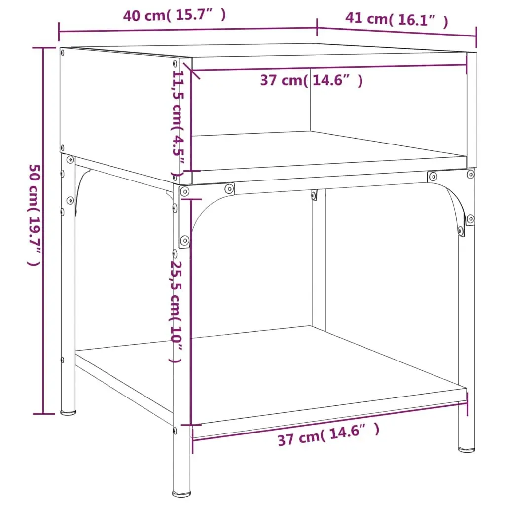 Bedside Table Engineered Wood Brown Nightstand Storage Cabinet