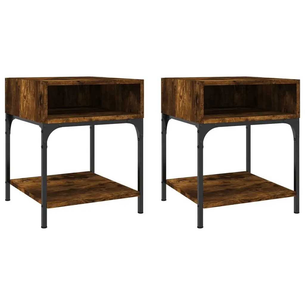 Bedside Tables Engineered Wood Brown 40x41x50 cm 2 pcs Nightstand Cabinet