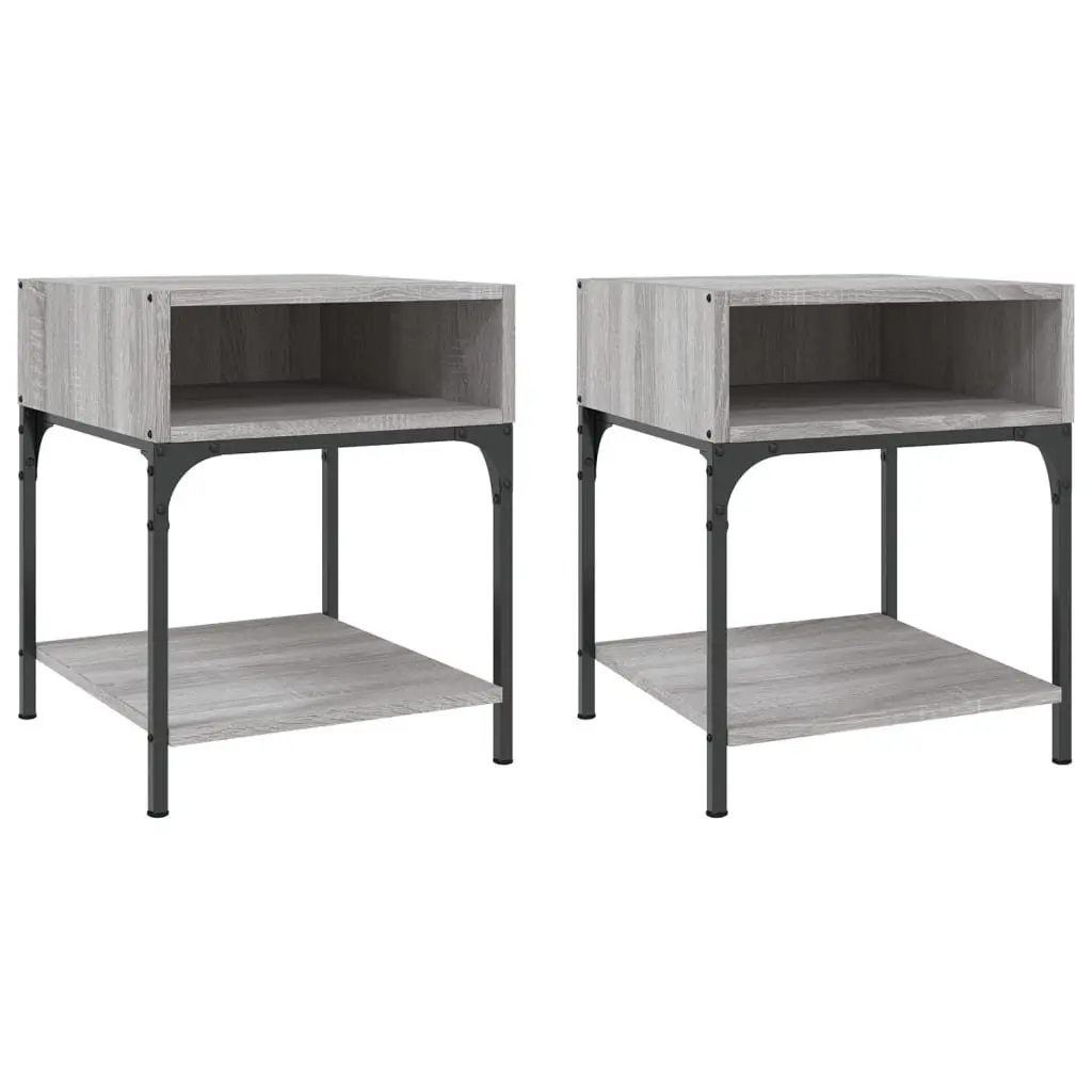 2 Piece Nightstands Engineered Wood Grey Sonoma 40x41x50 cm Bedside Tables