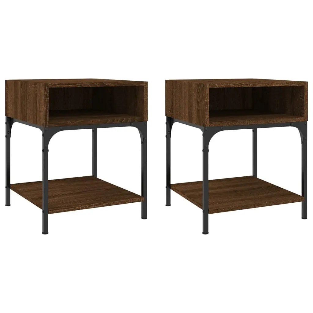 Bedside Tables 2 pcs Brown Oak 40x41x50 cm Nightstand Storage Cabinet