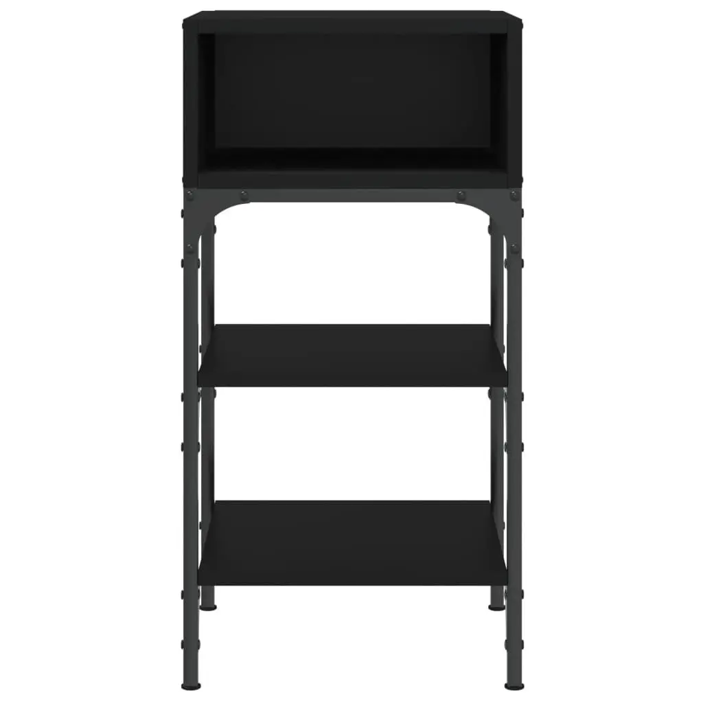 Black Nightstand Engineered Wood 35x34.5x70cm Storage Cabinet with Adjustable Feet