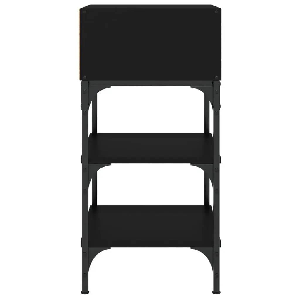 Black Nightstand Engineered Wood 35x34.5x70cm Storage Cabinet with Adjustable Feet