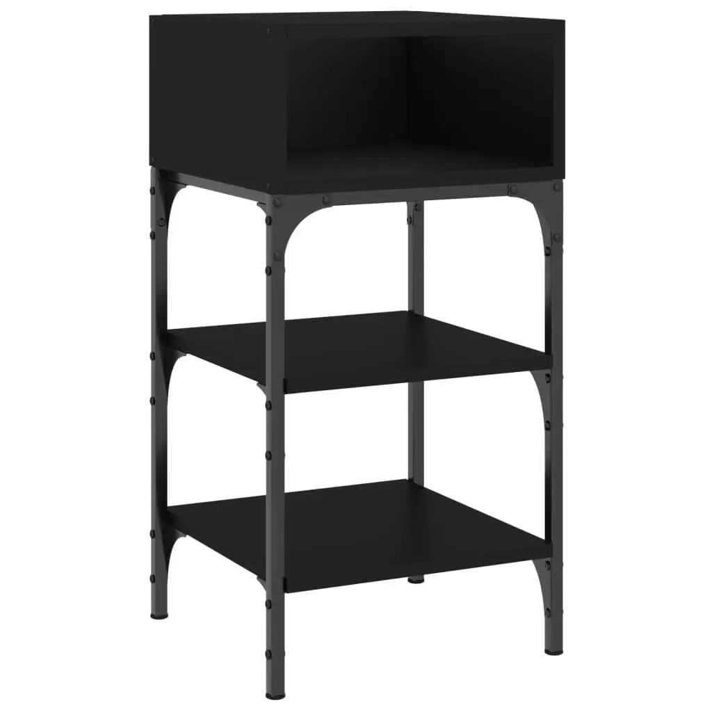 Bedside Tables 2 pcs Black 35x34.5x70 cm Engineered Wood Nightstand Storage