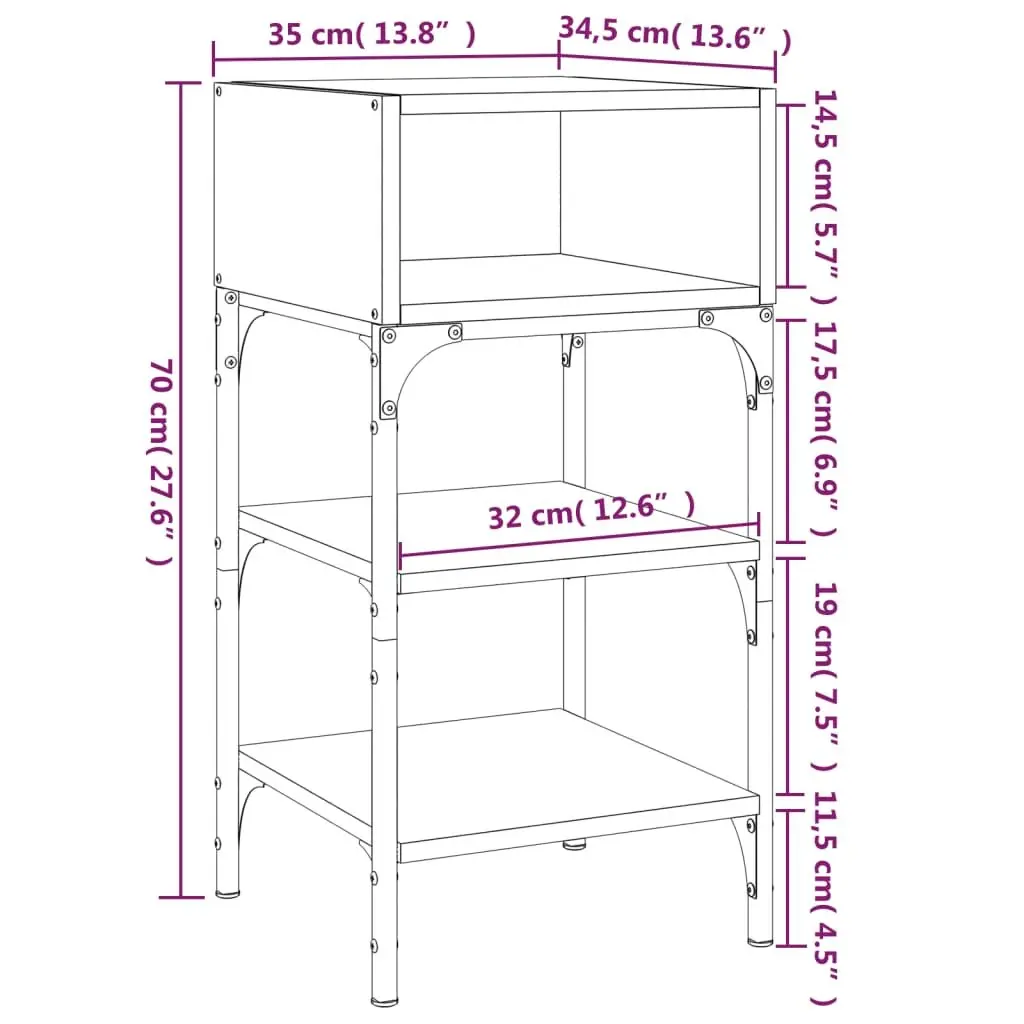 Bedside Table Engineered Wood Brown 35x34.5x70cm
