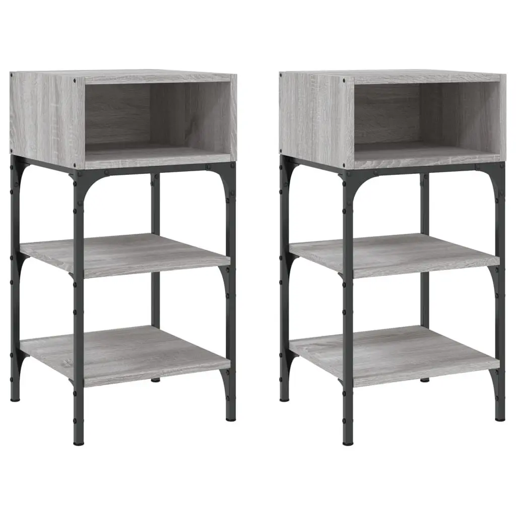 Bedside Tables Grey Sonoma Engineered Wood Nightstand Set of 2 35x34.5x70 cm