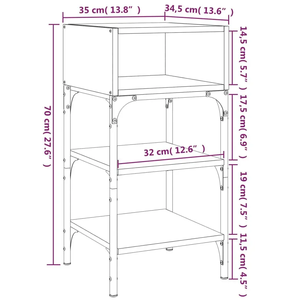 Bedside Tables Grey Sonoma Engineered Wood Nightstand Set of 2 35x34.5x70 cm