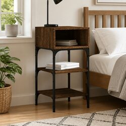 Practical Brown Oak Nightstand for Everyday Use