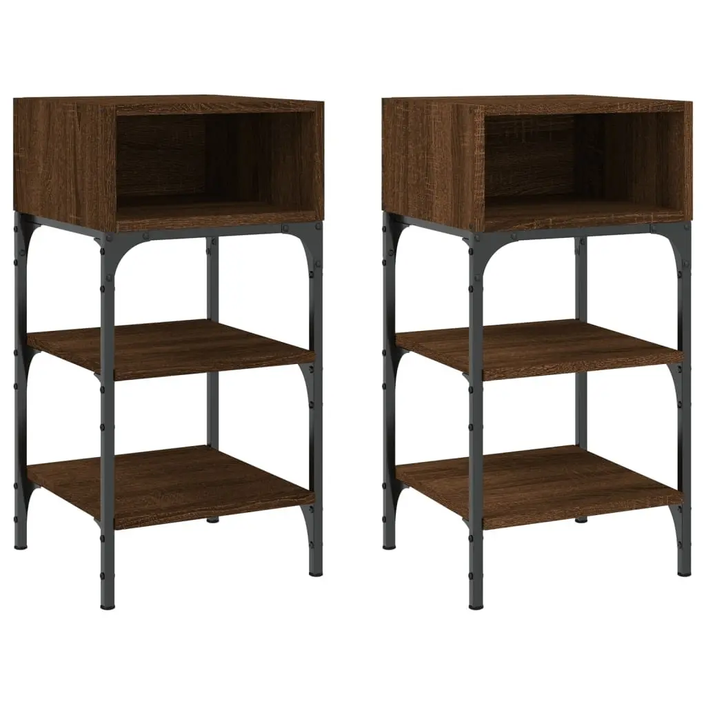 Bedside Tables Engineered Wood Brown Oak 35x34.5x70 cm 2 Piece