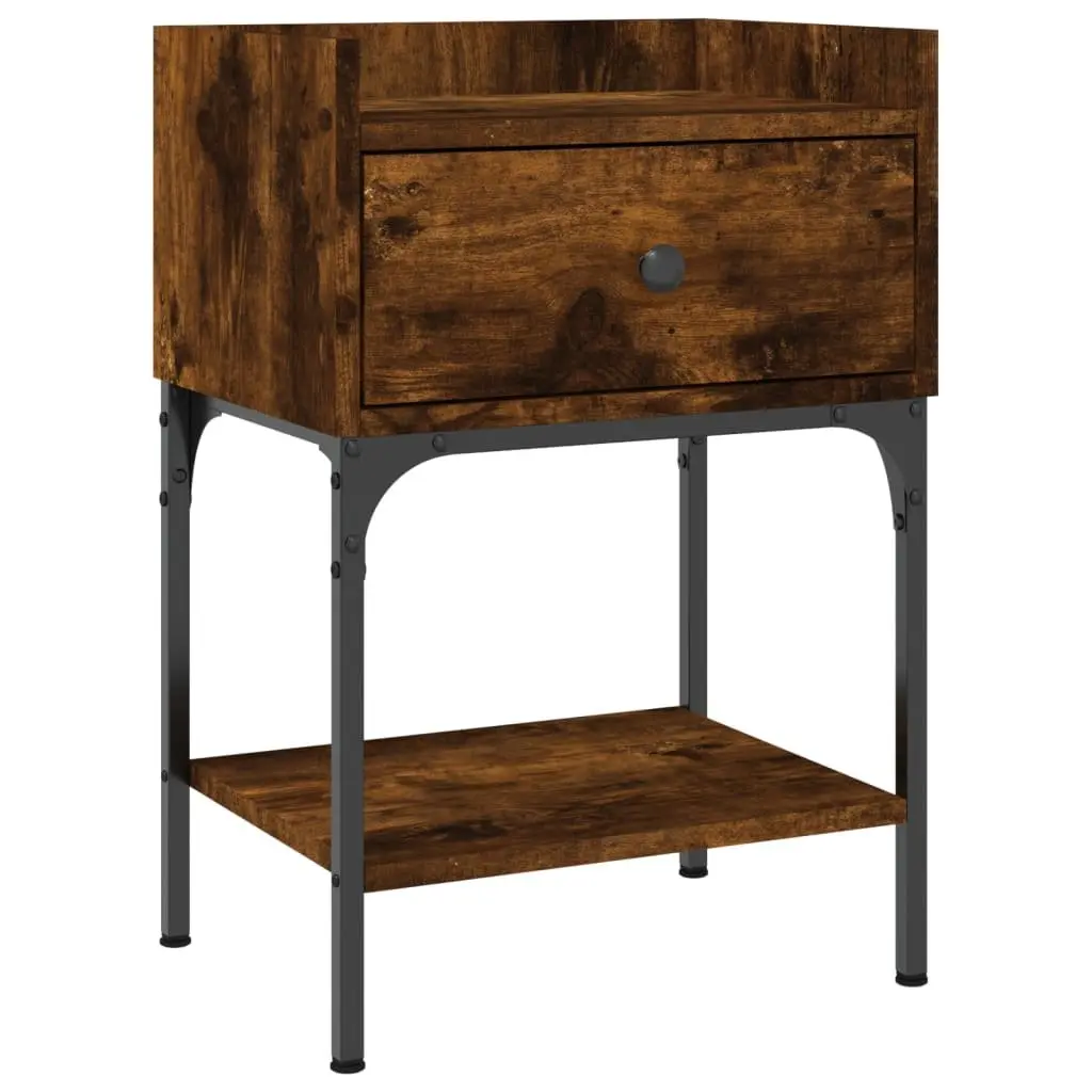 Bedside Tables Engineered Wood 40.5x31x60 cm Brown 2 Piece Nightstand Cabinet