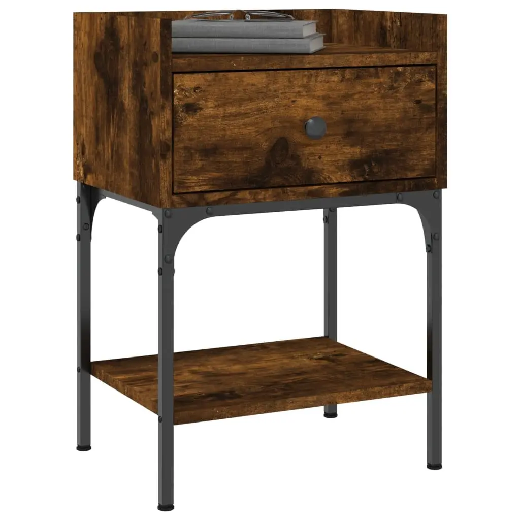 Bedside Tables Engineered Wood 40.5x31x60 cm Brown 2 Piece Nightstand Cabinet