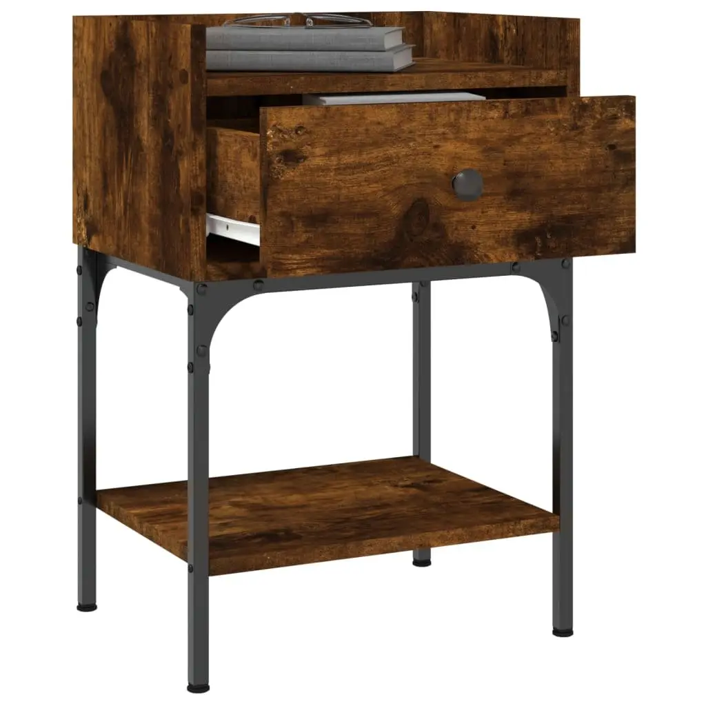 Bedside Tables Engineered Wood 40.5x31x60 cm Brown 2 Piece Nightstand Cabinet