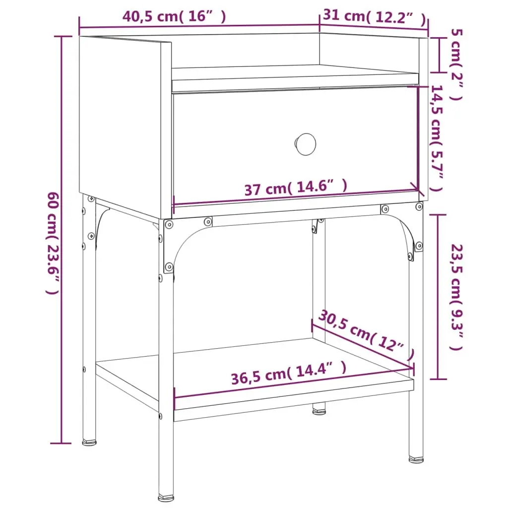 Bedside Tables Engineered Wood Brown Oak 2 pcs Nightstand Storage Cabinet Set