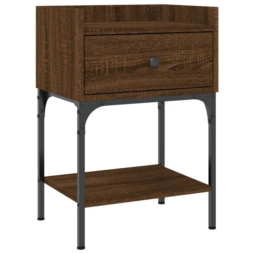 Bedside Tables Engineered Wood Brown Oak 2 pcs Nightstand Storage Cabinet Set