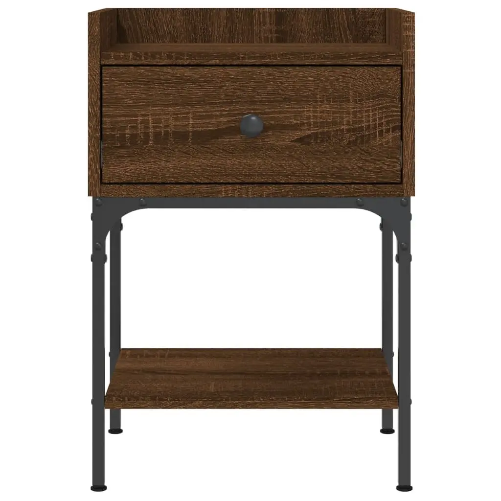 Bedside Tables Engineered Wood Brown Oak 2 pcs Nightstand Storage Cabinet Set