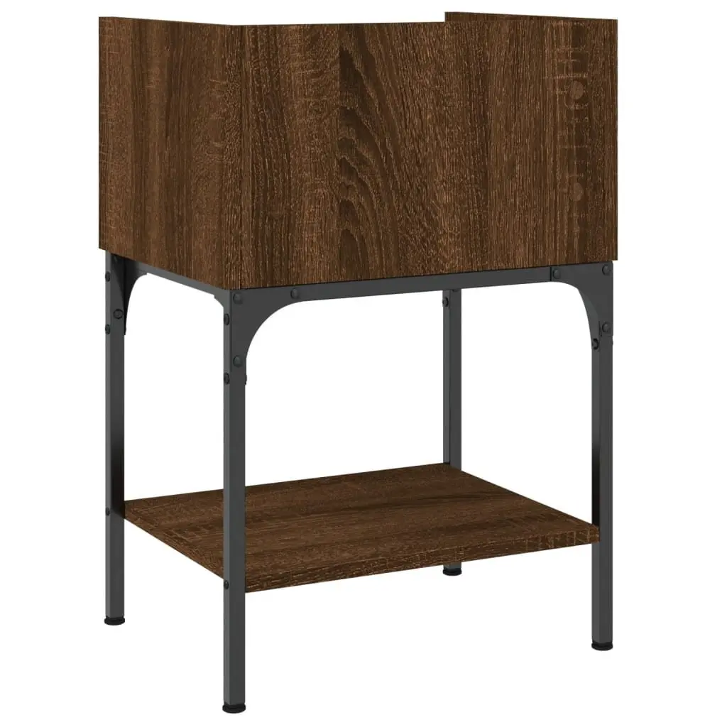 Bedside Tables Engineered Wood Brown Oak 2 pcs Nightstand Storage Cabinet Set