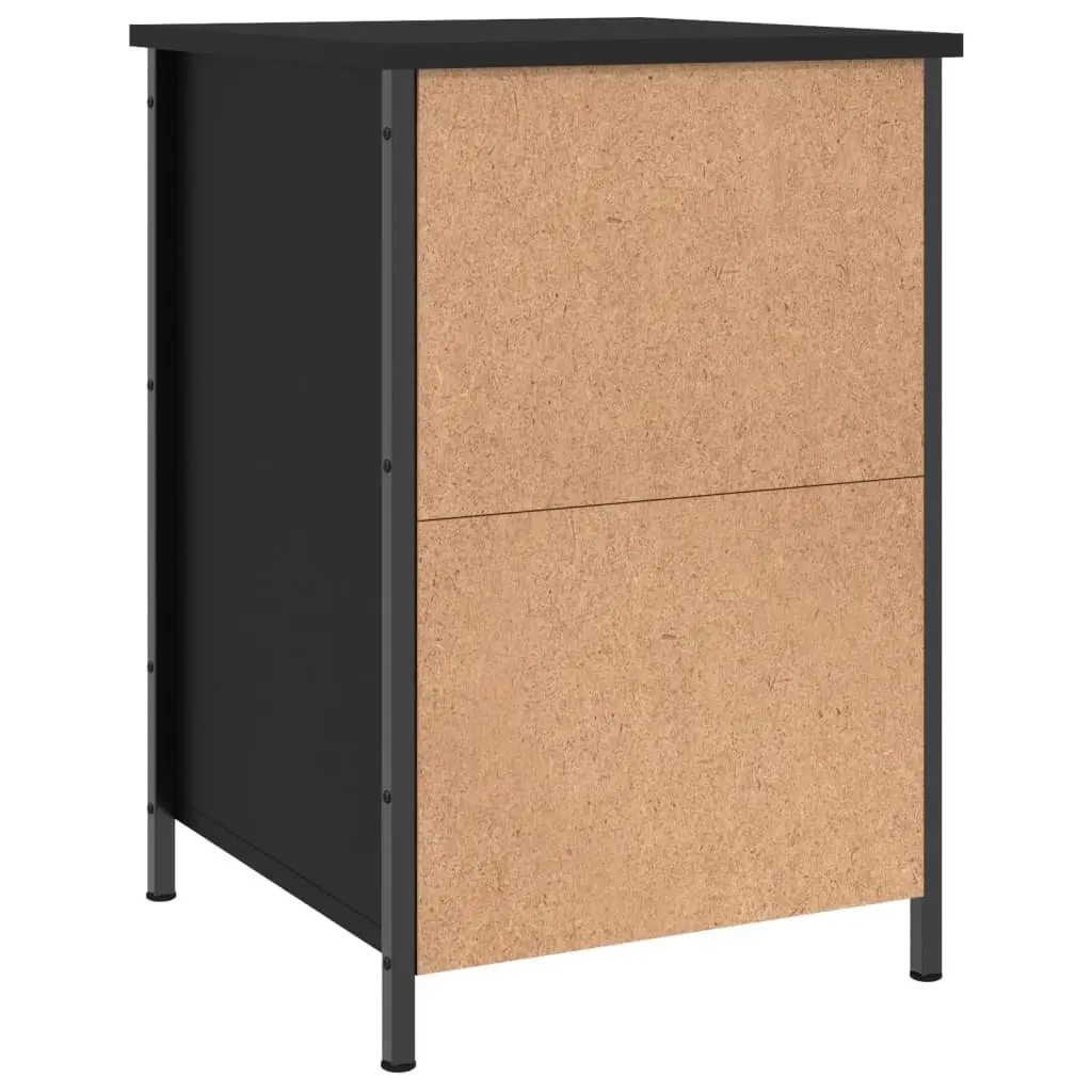 Black Bedside Tables 2 Piece Engineered Wood Storage Nightstand 40x42x60 cm